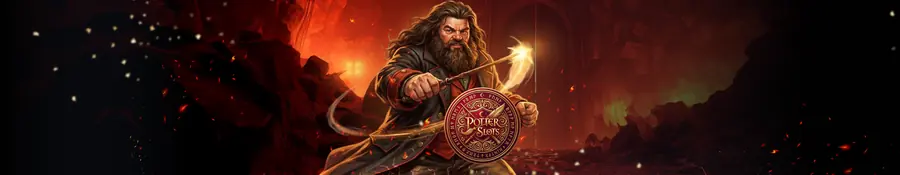 Potter Slots Perks, two wizards with glowing wands